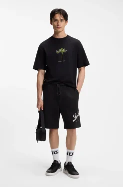 Cotton-terry shorts with logo artwork
