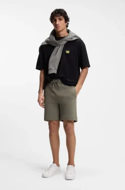 Cotton-terry shorts with logo patch