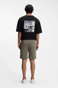 Cotton-terry shorts with logo patch