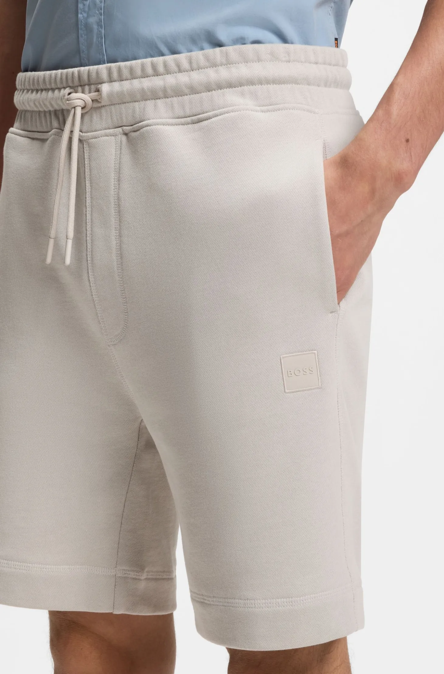 Cotton-terry shorts with logo patch