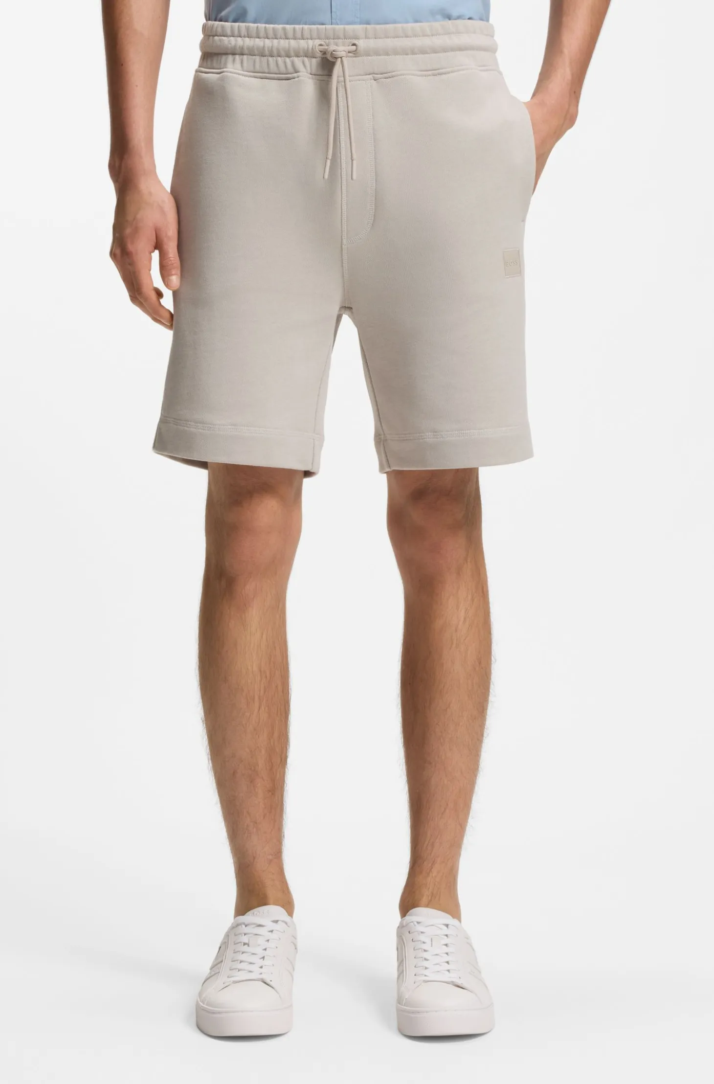 Cotton-terry shorts with logo patch