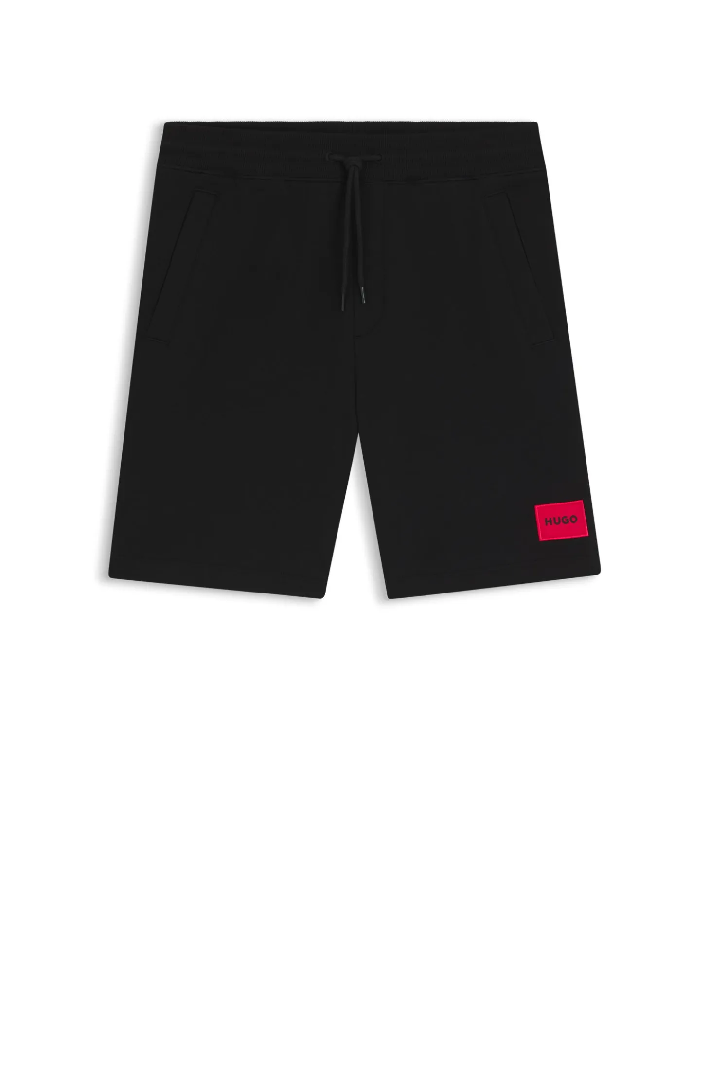 Cotton-terry shorts with red logo label