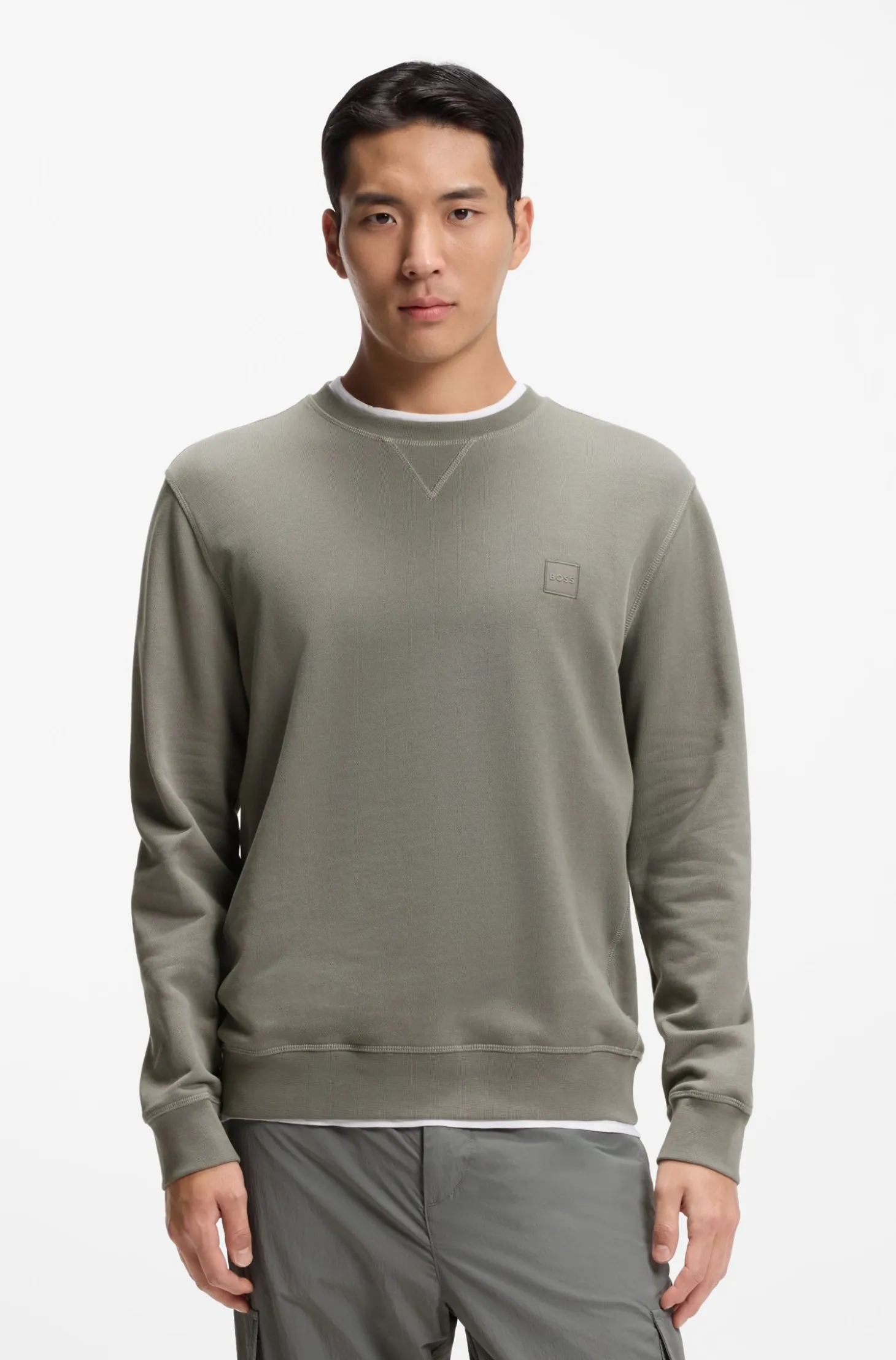 Cotton-terry sweatshirt with logo patch