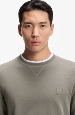 Cotton-terry sweatshirt with logo patch