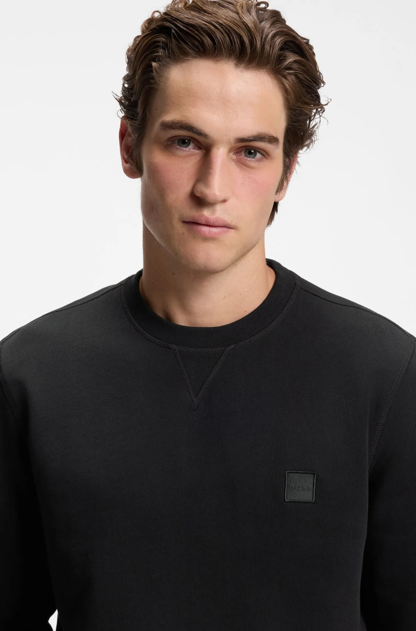 Cotton-terry sweatshirt with logo patch