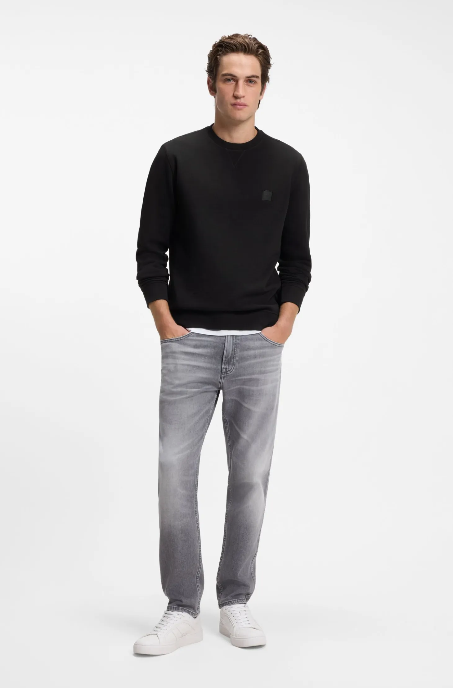 Cotton-terry sweatshirt with logo patch