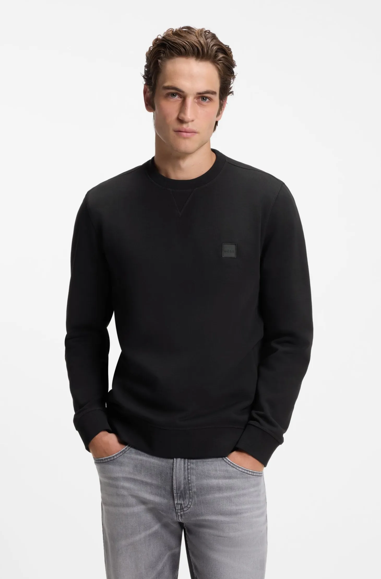 Cotton-terry sweatshirt with logo patch