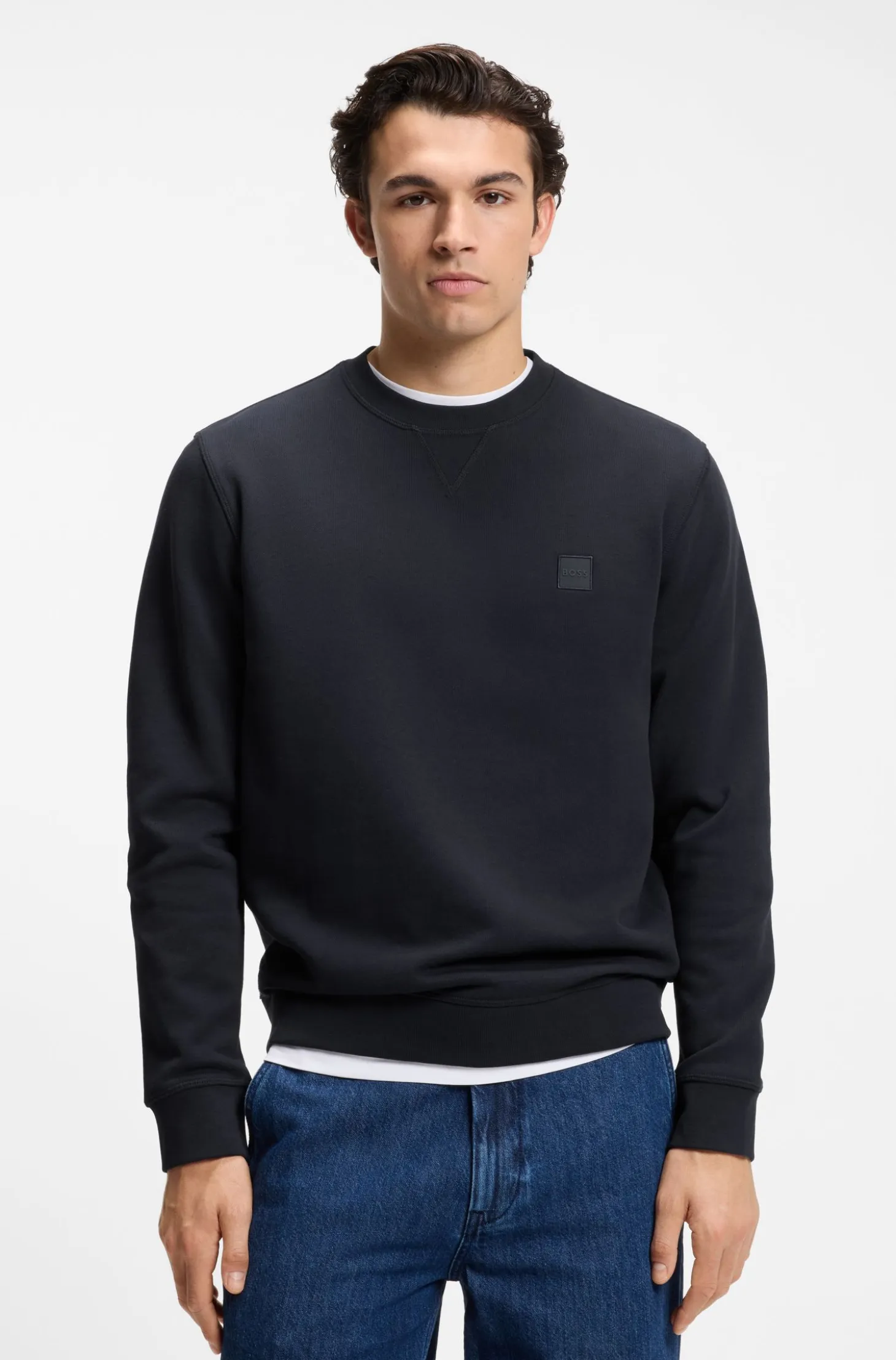 Cotton-terry sweatshirt with logo patch