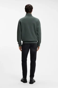 Cotton-terry sweatshirt with quarter zip