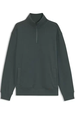 Cotton-terry sweatshirt with quarter zip