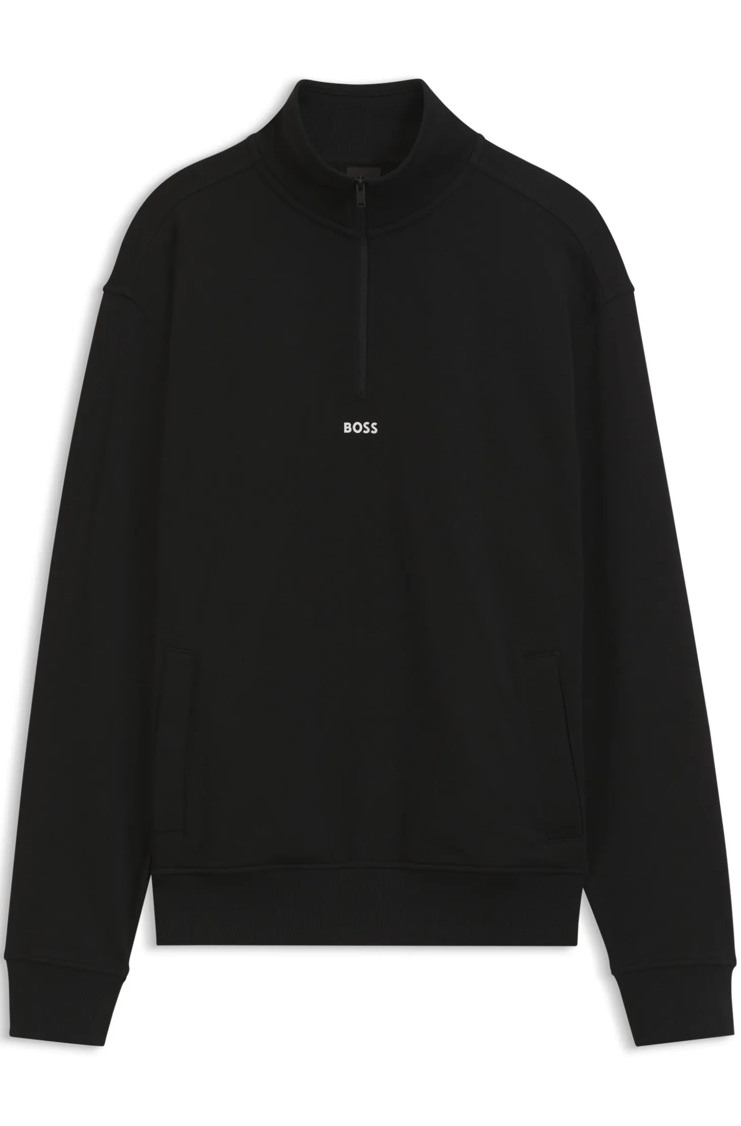 Cotton-terry sweatshirt with quarter zip