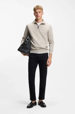 Cotton-terry sweatshirt with zip collar