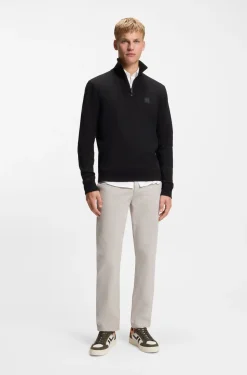 Cotton-terry sweatshirt with zip collar