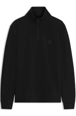 Cotton-terry sweatshirt with zip collar