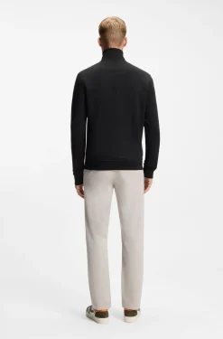 Cotton-terry sweatshirt with zip collar