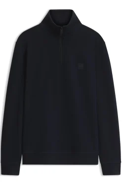 Cotton-terry sweatshirt with zip collar