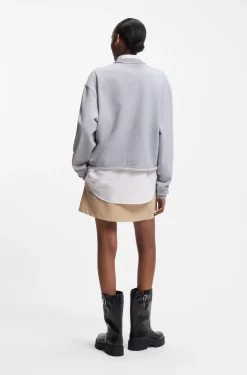 Cotton-terry sweatshirt with logo collar