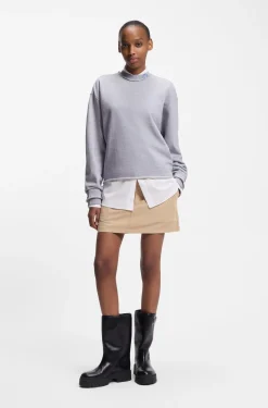 Cotton-terry sweatshirt with logo collar