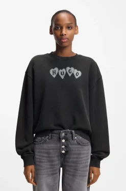 Cotton-terry sweatshirt with heart logo
