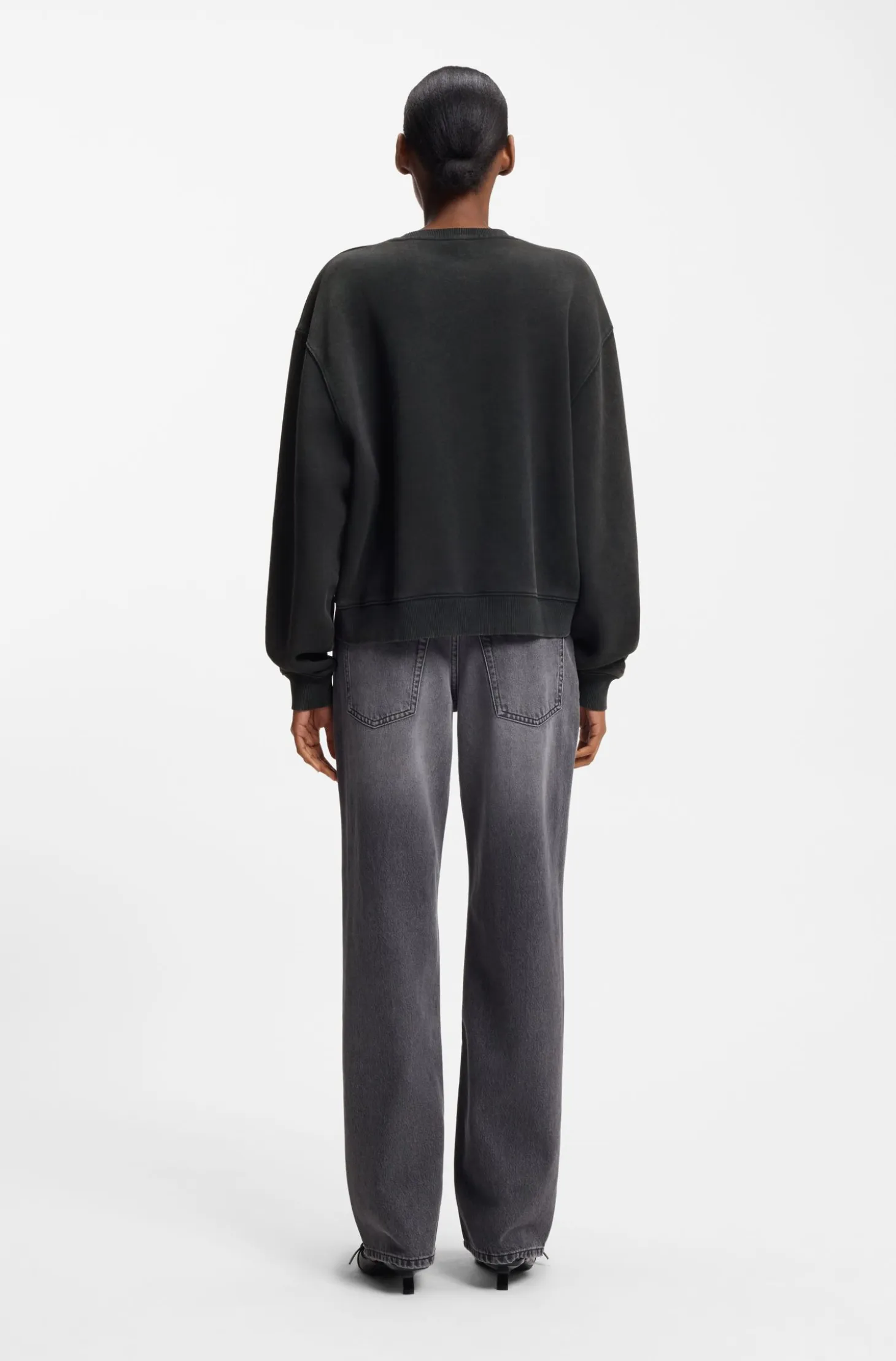 Cotton-terry sweatshirt with heart logo