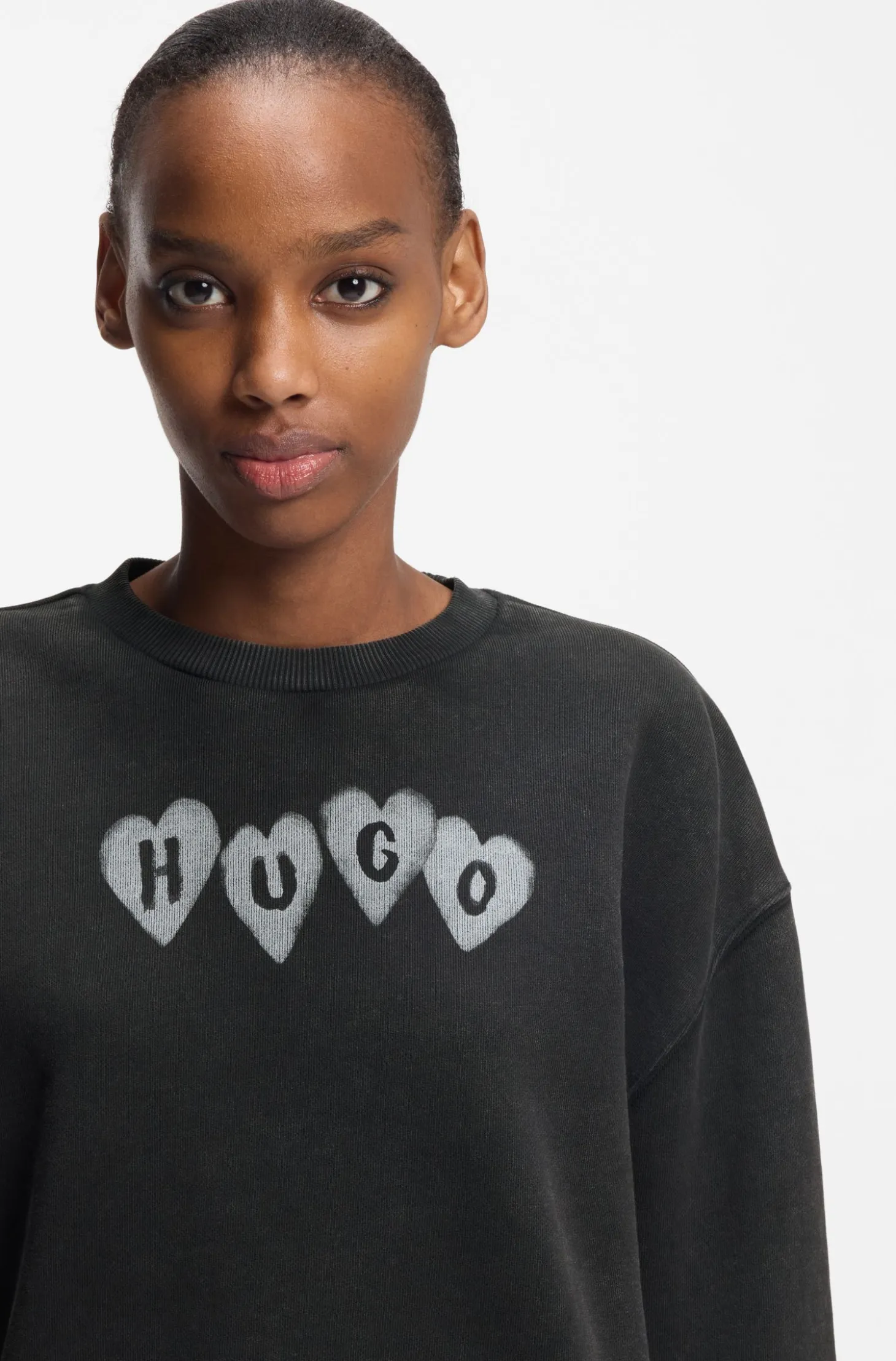 Cotton-terry sweatshirt with heart logo