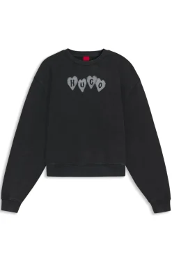 Cotton-terry sweatshirt with heart logo