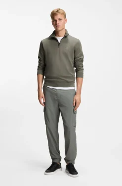 Cotton-terry sweatshirt with zip collar