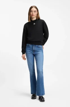 Cotton-terry sweatshirt with stacked-logo embroidery