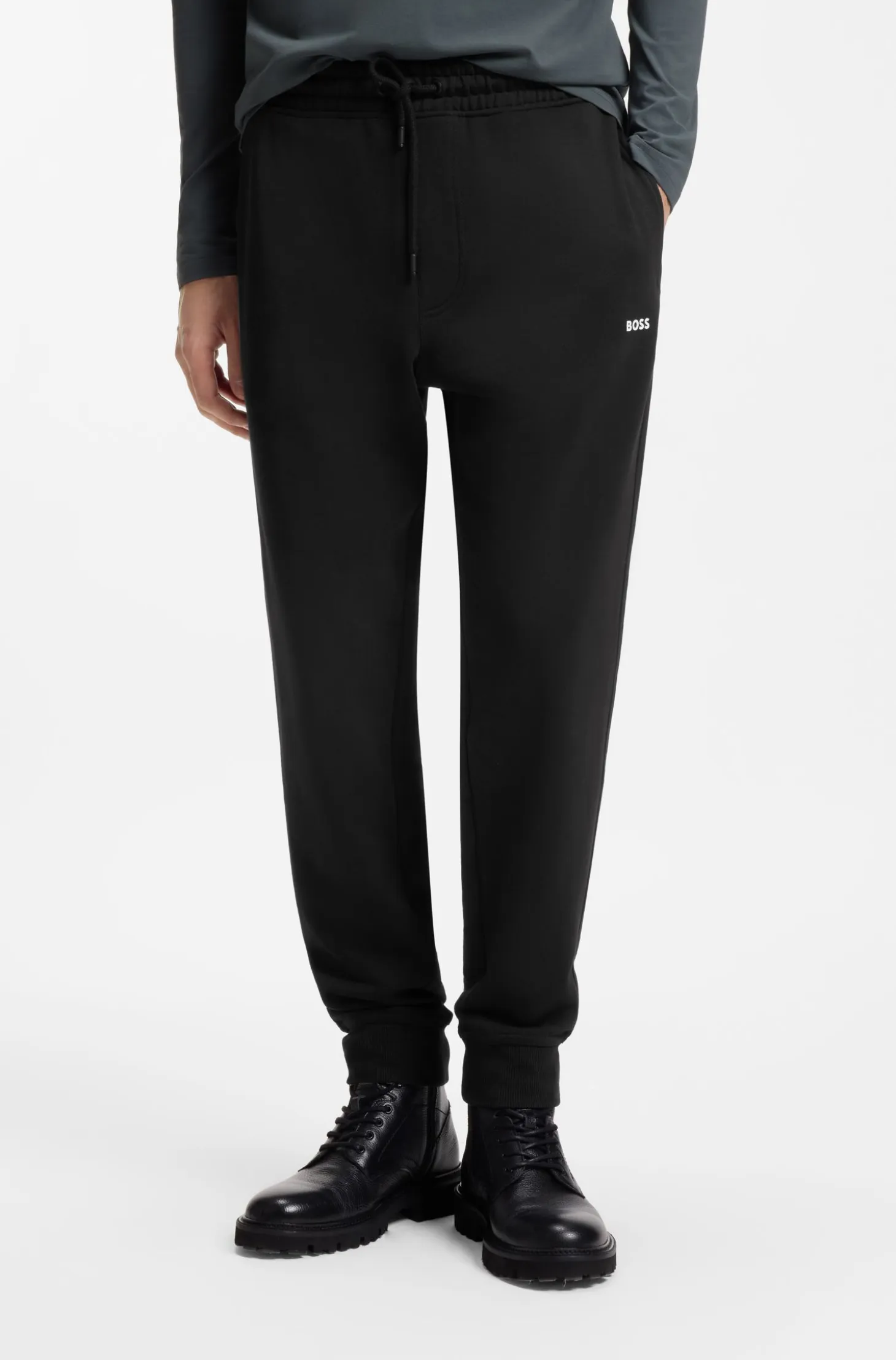 Cotton-terry tracksuit bottoms with logo detail