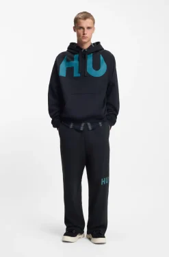 Cotton-terry tracksuit bottoms with logo print