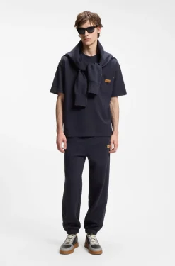 Cotton-terry tracksuit bottoms with logo badge