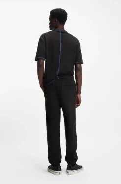 Cotton-terry tracksuit bottoms with logo and contrast stitching