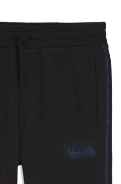 Cotton-terry tracksuit bottoms with logo and contrast stitching