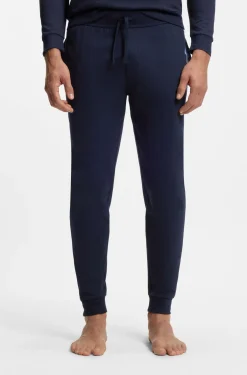 Cotton-terry tracksuit bottoms with logo and stripe