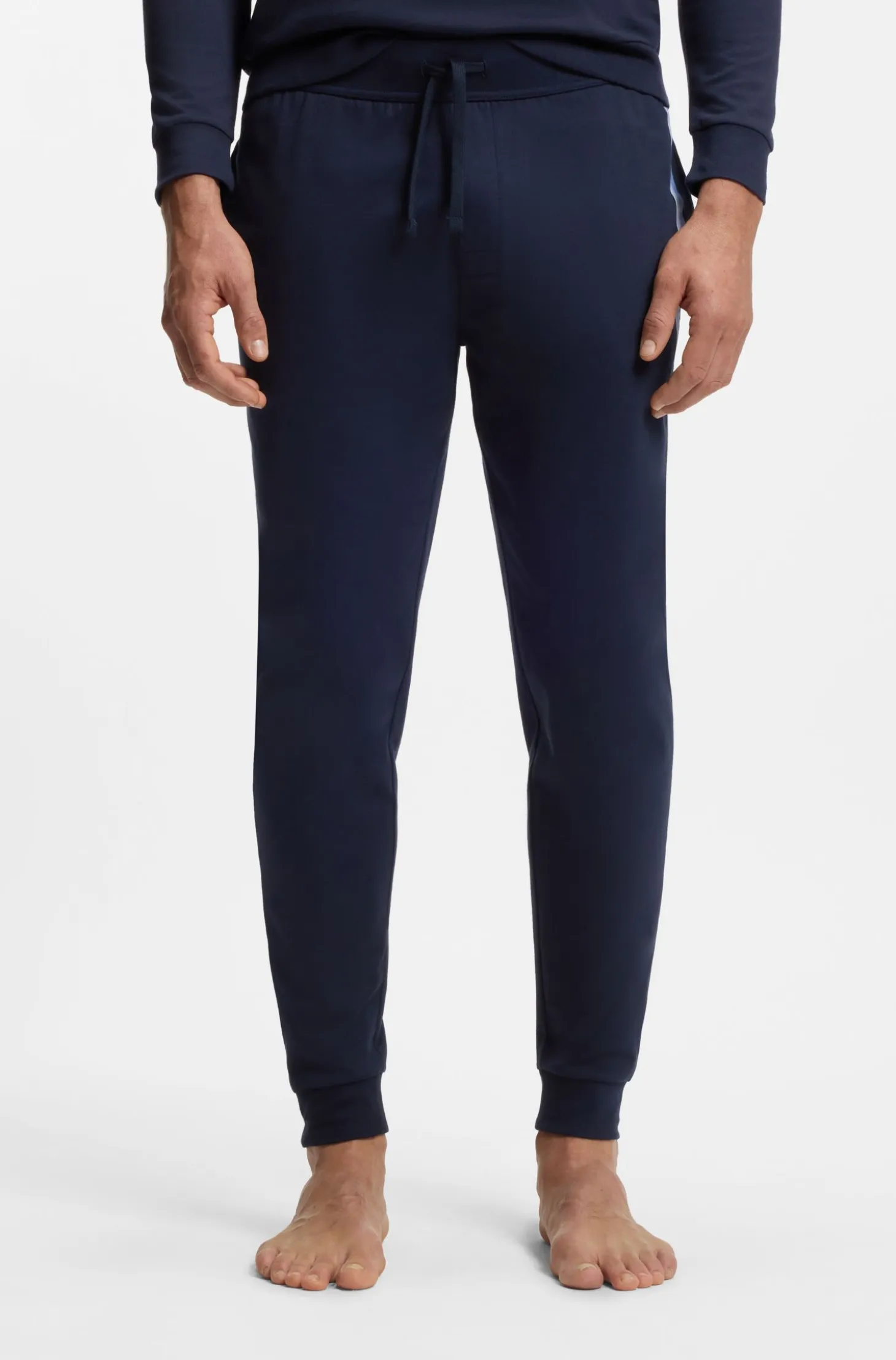 Cotton-terry tracksuit bottoms with logo and stripe