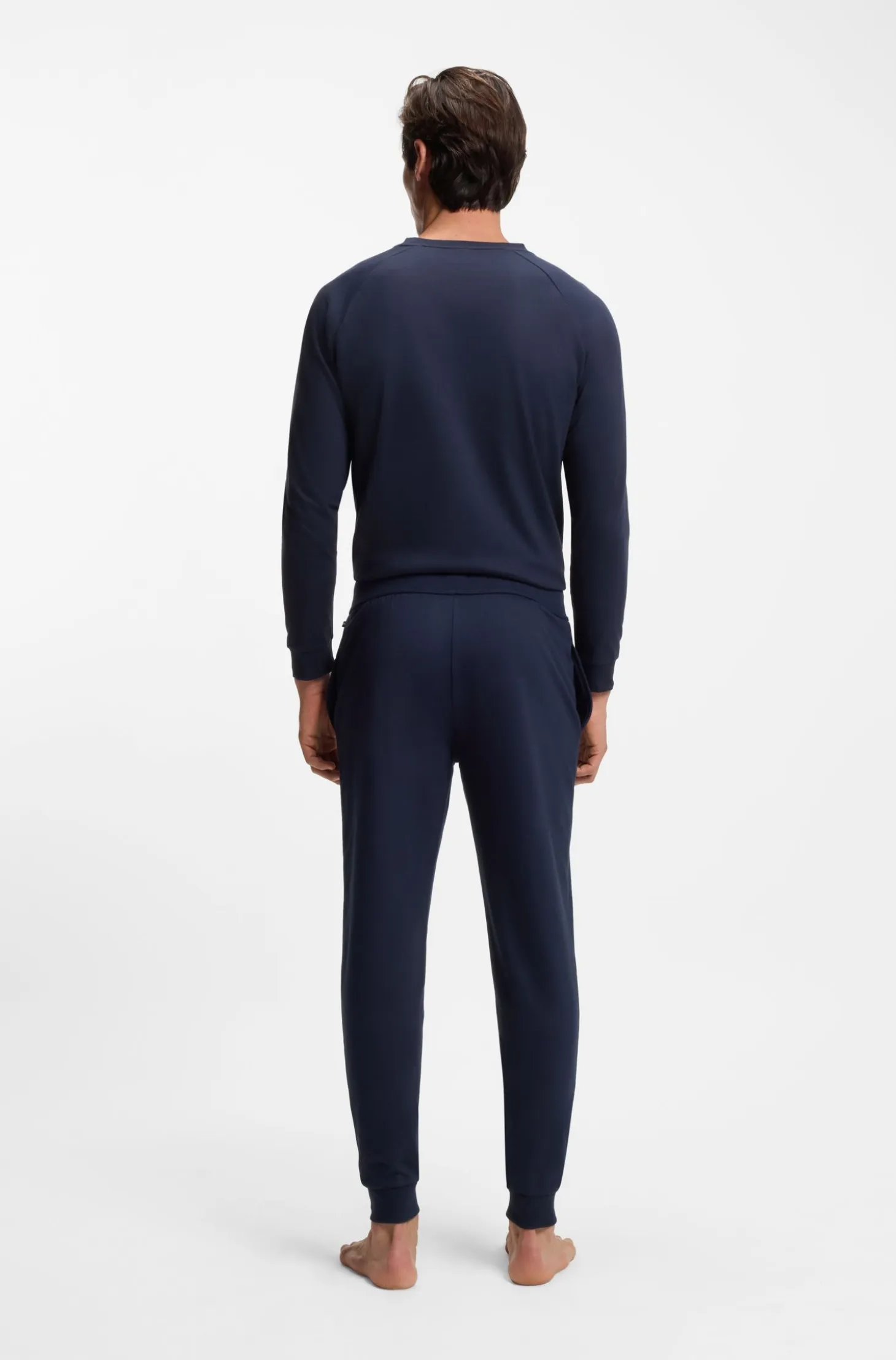Cotton-terry tracksuit bottoms with logo and stripe