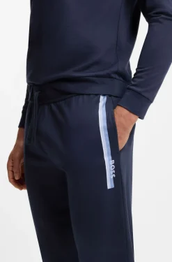 Cotton-terry tracksuit bottoms with logo and stripe