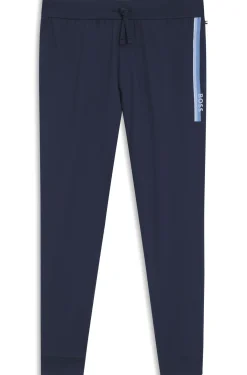Cotton-terry tracksuit bottoms with logo and stripe