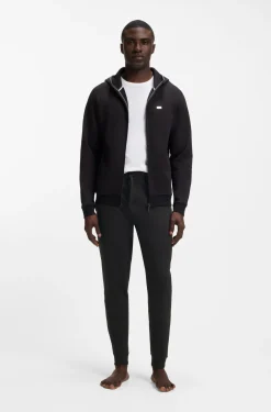 Cotton-terry tracksuit bottoms with logo and stripe