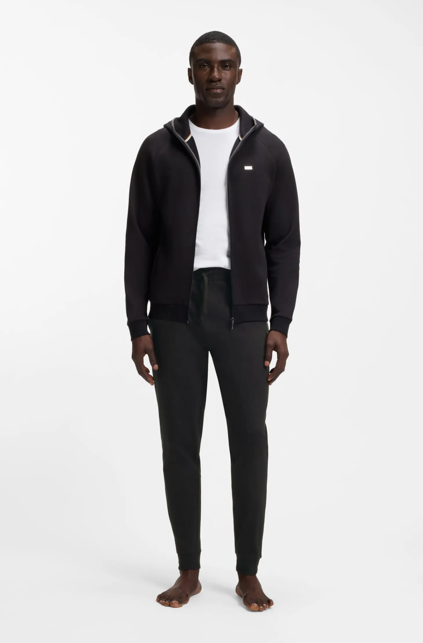 Cotton-terry tracksuit bottoms with logo and stripe