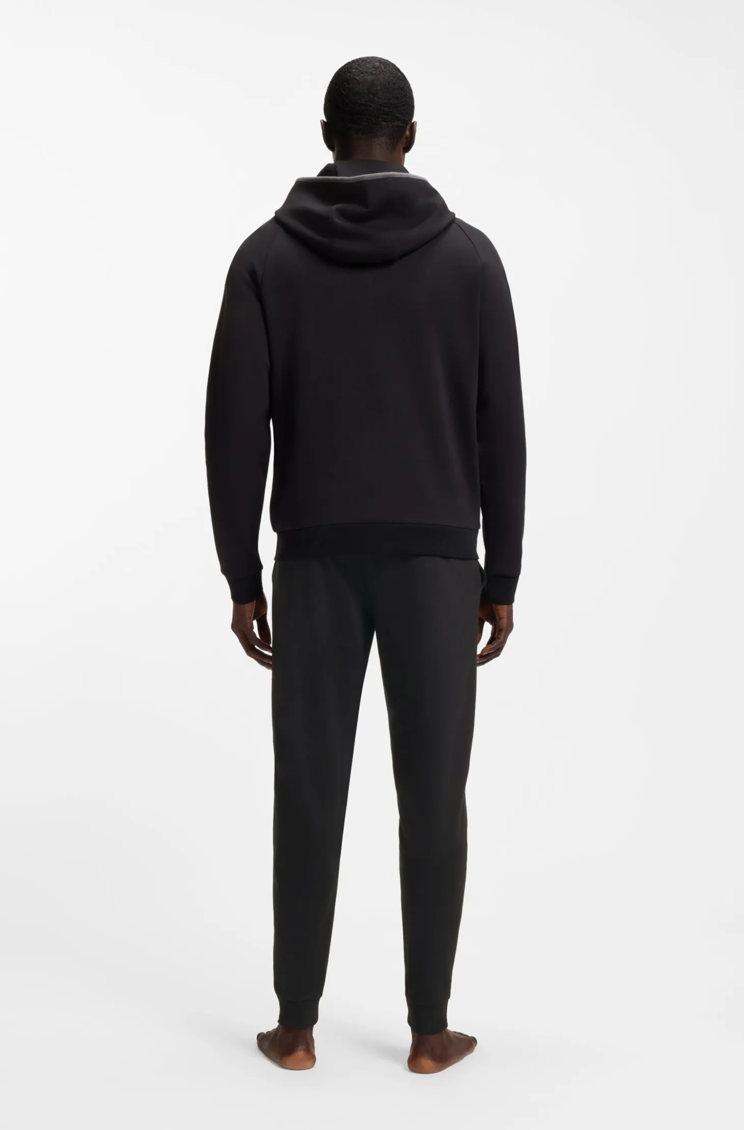 Cotton-terry tracksuit bottoms with logo and stripe