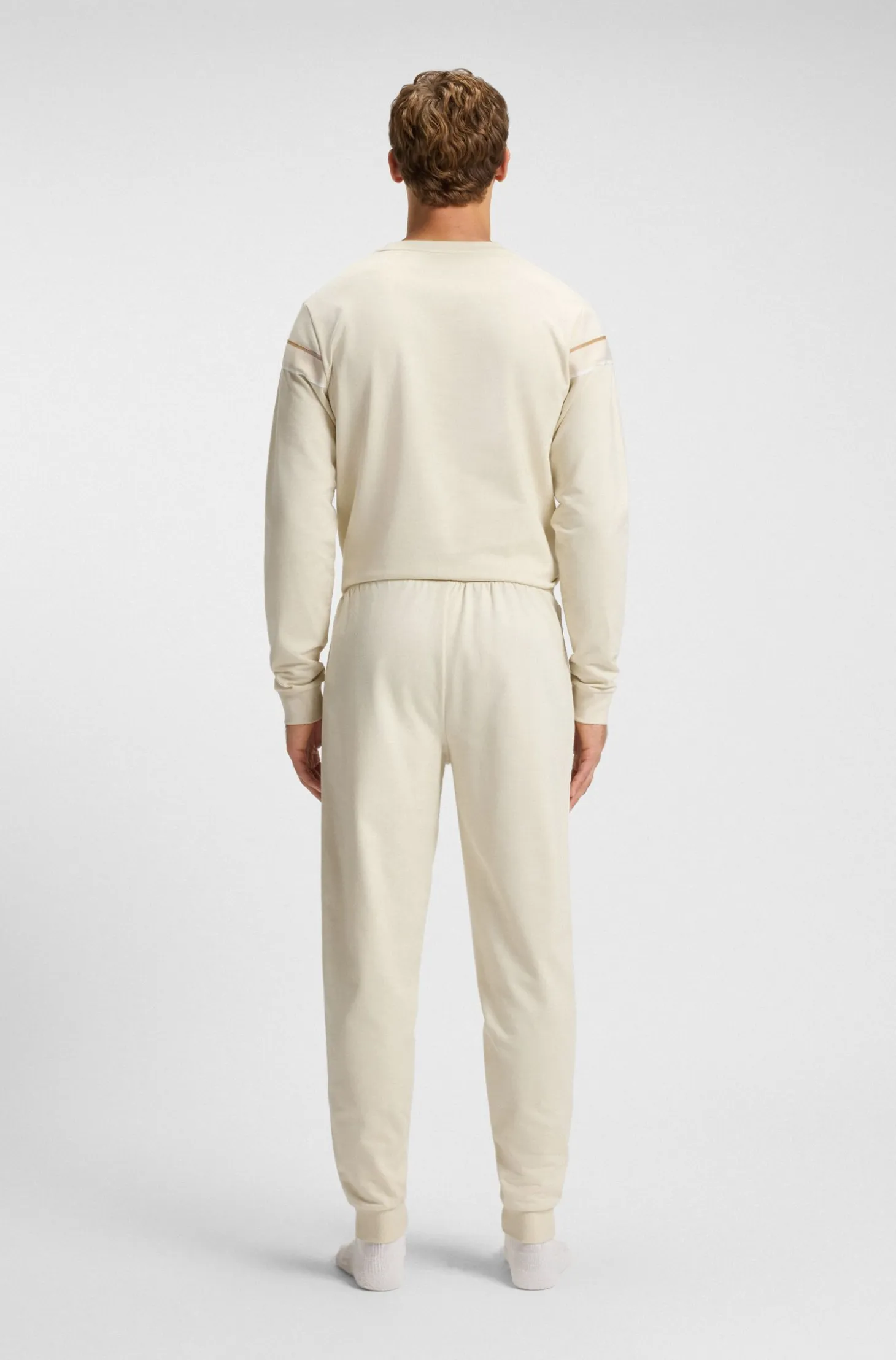 Cotton-terry tracksuit bottoms with tape and logo