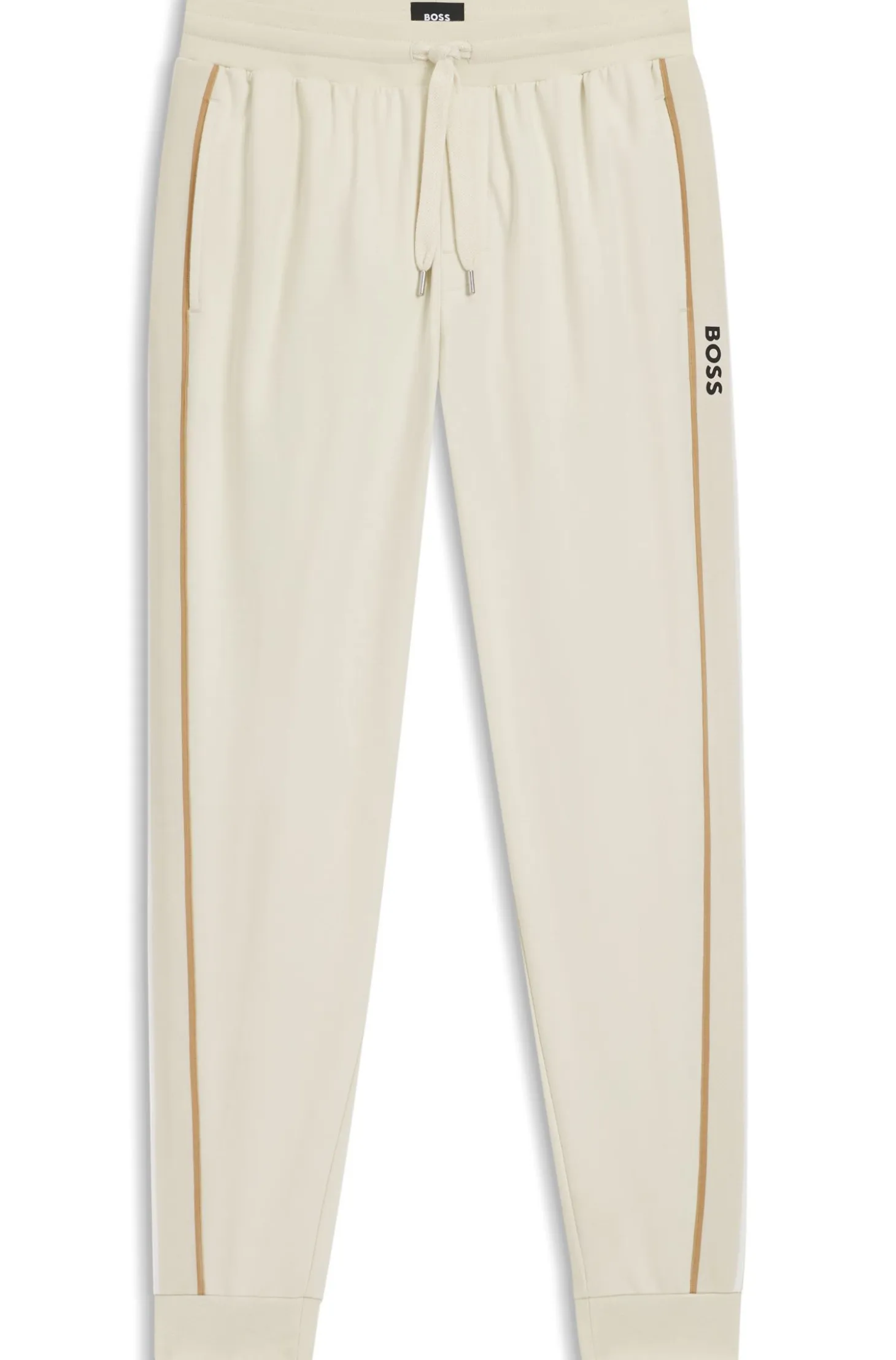 Cotton-terry tracksuit bottoms with tape and logo
