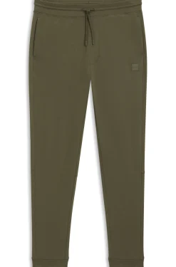 Cotton-terry tracksuit bottoms with logo patch