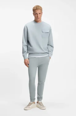 Cotton-terry tracksuit bottoms with logo patch