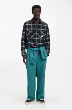 Cotton-terry tracksuit bottoms with logo print