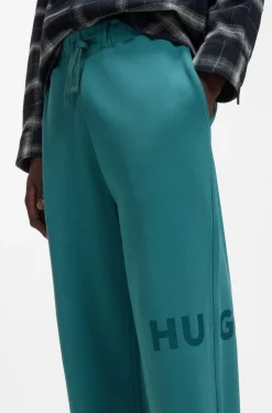Cotton-terry tracksuit bottoms with logo print