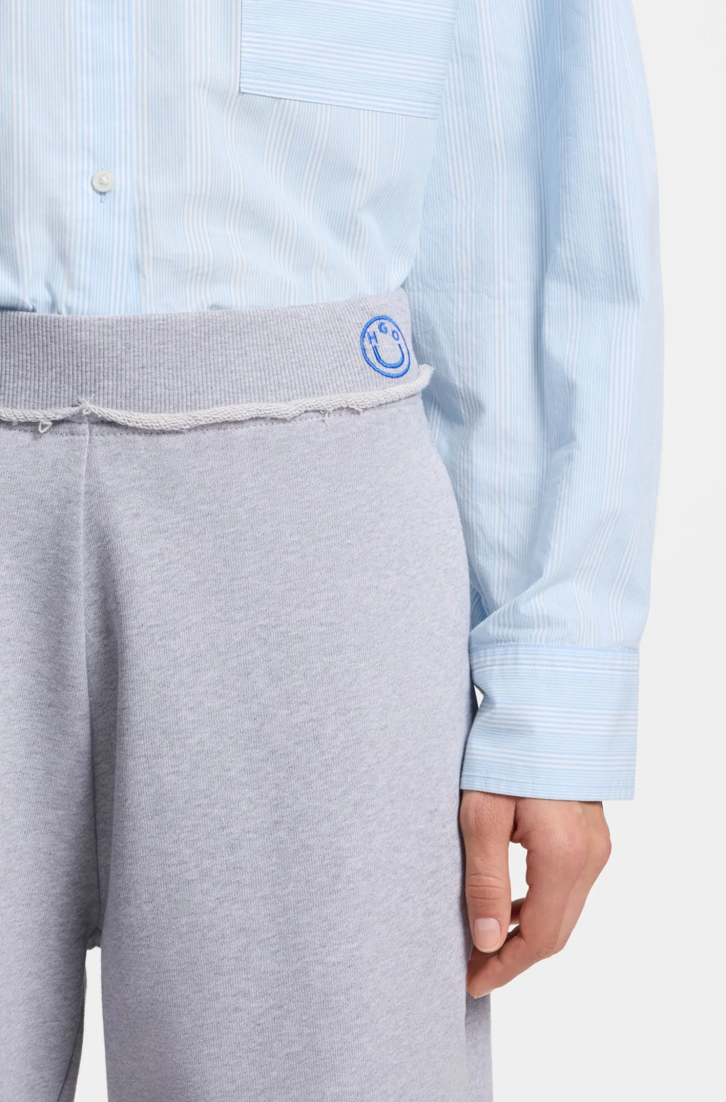Cotton-terry tracksuit bottoms with logo waistband