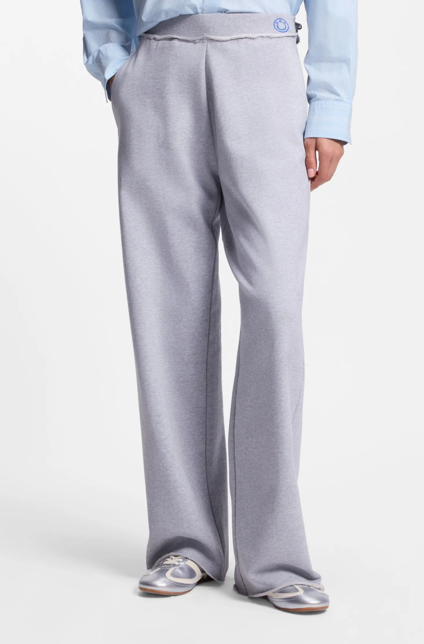 Cotton-terry tracksuit bottoms with logo waistband