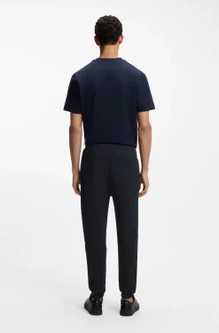 Cotton-terry tracksuit bottoms with logo patch